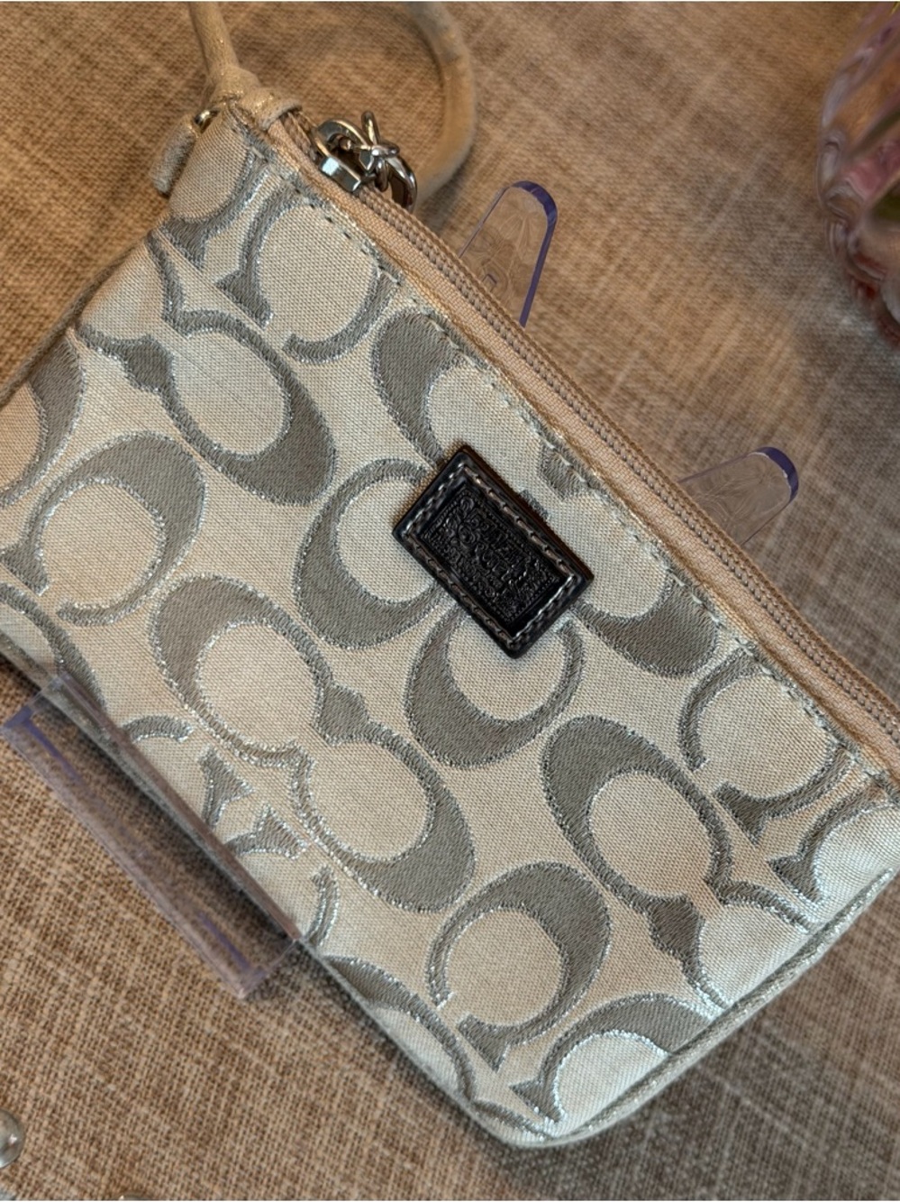 Coach EUC Silver Signature Wristlet Pouch - Picture 2 of 5
